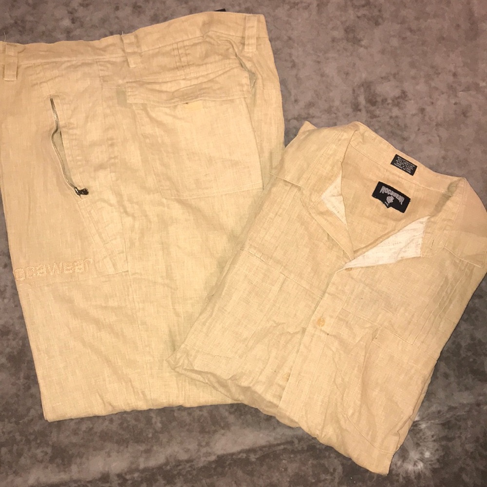 Rocawear Linen Suit 3XL Top & 38 W Pants